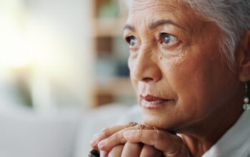 Elderly,Woman,,Closeup,And,Thinking,With,Cane,For,Mental,Health,